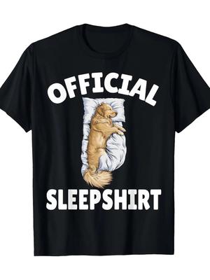 Men's& Women's Golden Retriever Pajama Shirt- Casual Short Sleeve T-Shirt with "Official Sleepshirt" Dog Design