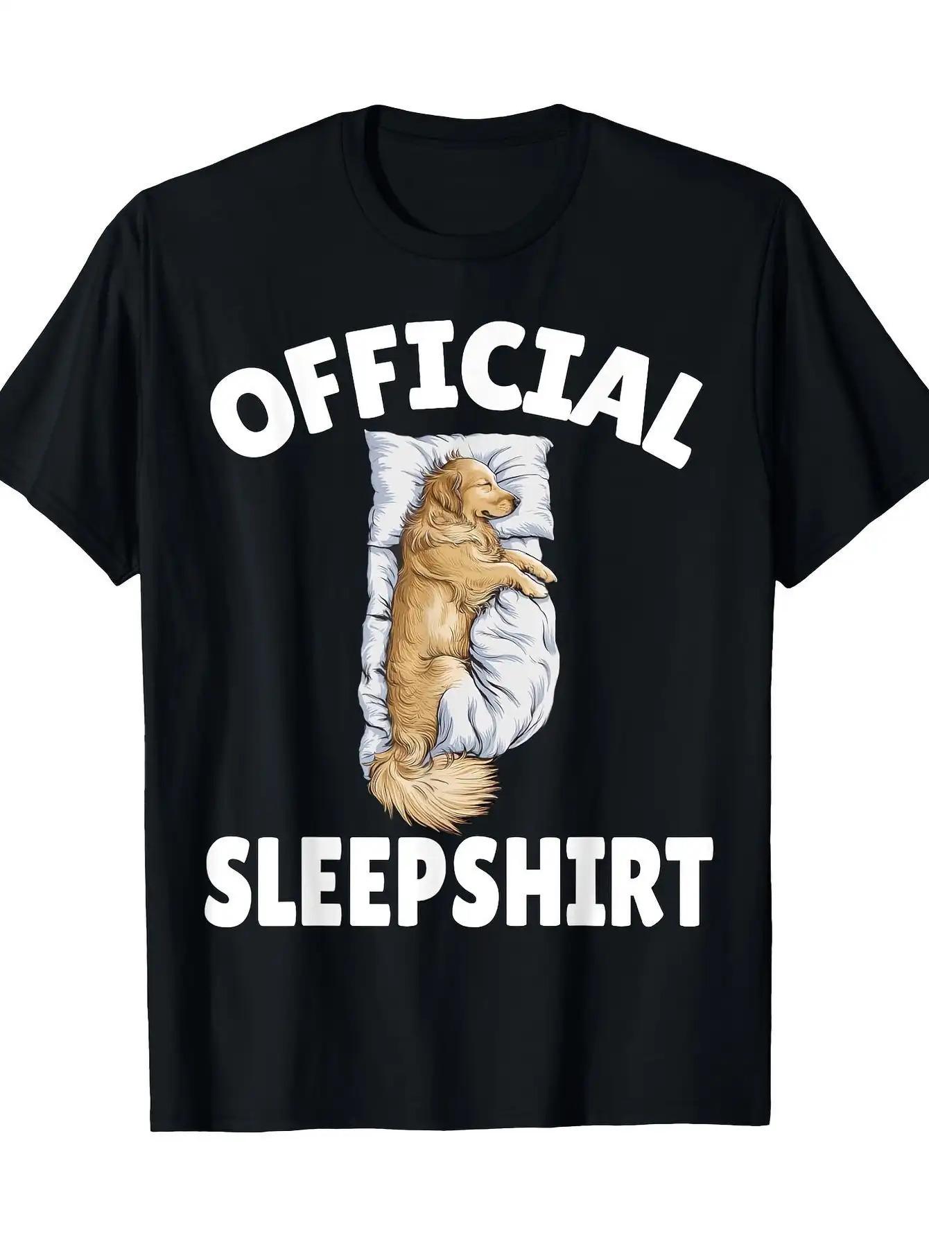 

Men s& Women s Golden Retriever Pajama Shirt- Casual Short Sleeve T-Shirt with Official Sleepshirt Dog Design XXXL