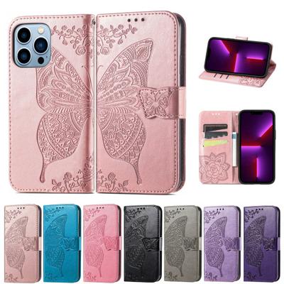 Husă de protecție pentru telefon Suport pentru flori fluture imprimat cu cataramă pentru card Magnetic rezistent la șocuri pentru husă iPhone 15/15Plus/15