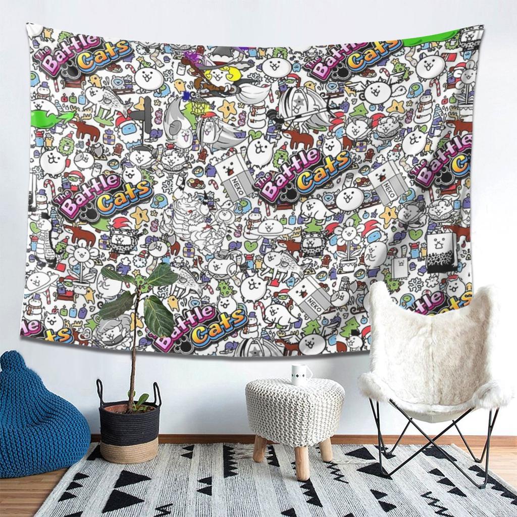 Battle Cats Tapestry Decoration Art Aesthetic Tapestries for Living Room Bedroom Home Wall Cloth Wall Hanging