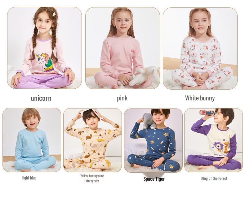 Kids' Pure Cotton Autumn Clothing Set: Warm Underwear, Base Layer Pajamas, and Knitwear for Boys and Girls