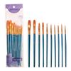 Nylon Gouache & Oil Painting Brush Set - 10 Pcs Flat Brushes with Red & Blue Handles