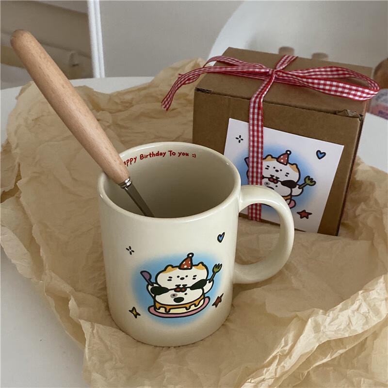 Happy Birthday Puppy & Kitten Ceramic Mug Set
