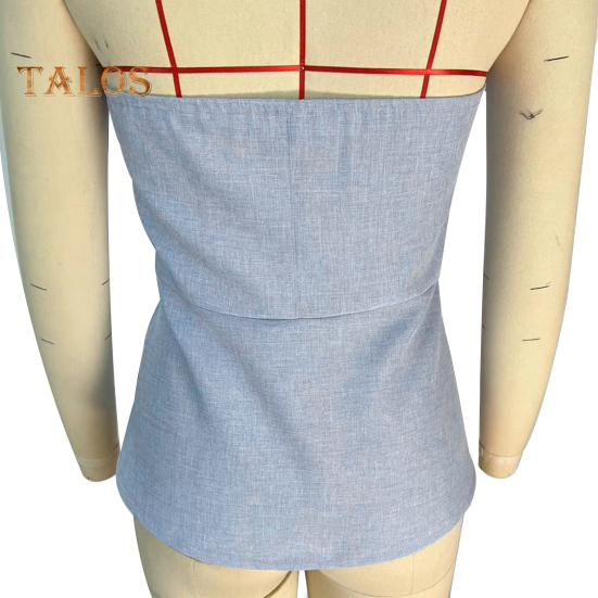 Dámské sexy tubusové topy Bandeau topy bez rukávů Zapínání na zip Slim Fit Jednobarevné topy na párty Streetwear