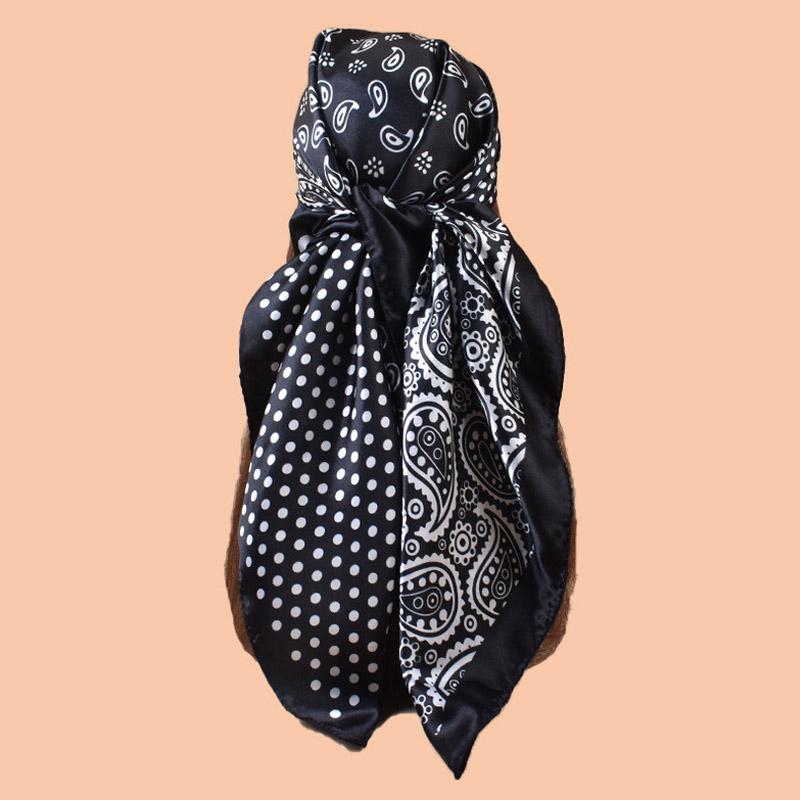 High Quality Polka Dot Square Scarf Women Designer Twill Silk Scarf Shawl Hijab Luxury Bandana Fashion Neckerchief HeadScarf