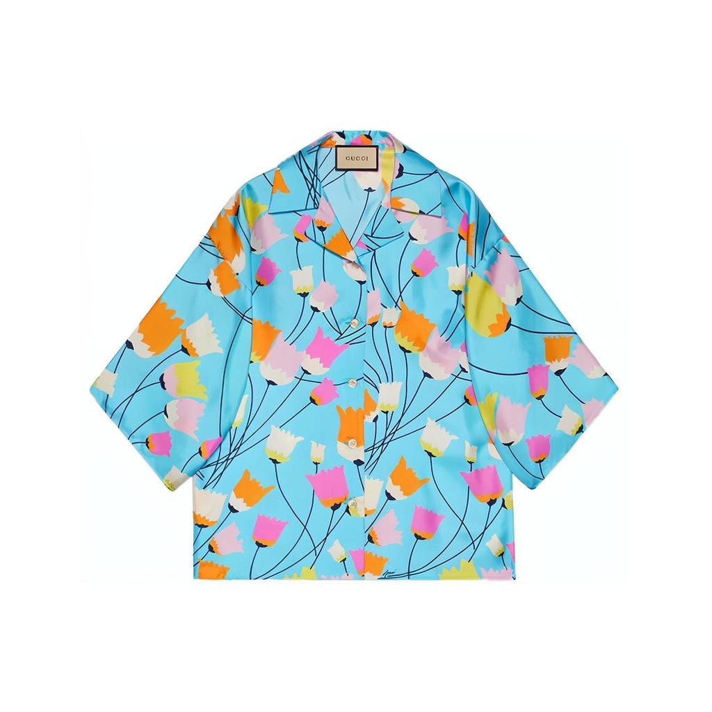 Gucci Shirts Women's Blue Cuban Collar Moderate Other 654647-ZAGZG-4337