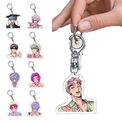 Korean Pop Cartoon Charm Acrylic Anime Character Boy Tiger Keychain Charm Cute Bag Backpack Charm Collectible Gift for Fans