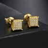 5mm Square Shape Stud Earrings for Women Men Minimalist Micro Inlaid Zircon Shiny Gold Color Hiphop Small Earing Jewelry