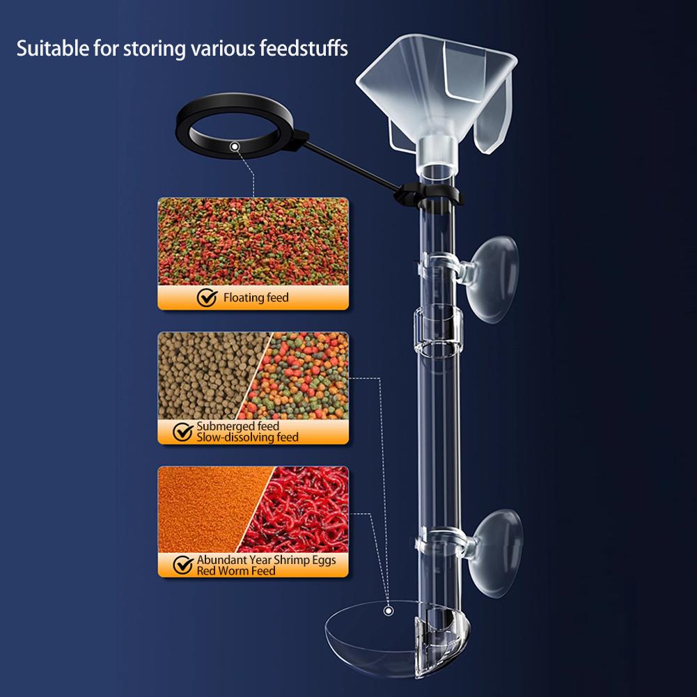 Acrylic Aquarium Fish Feeder Transparent Tube Floating Sinking Feed Suction Cup Feeding Ring Fish Tank Accessory