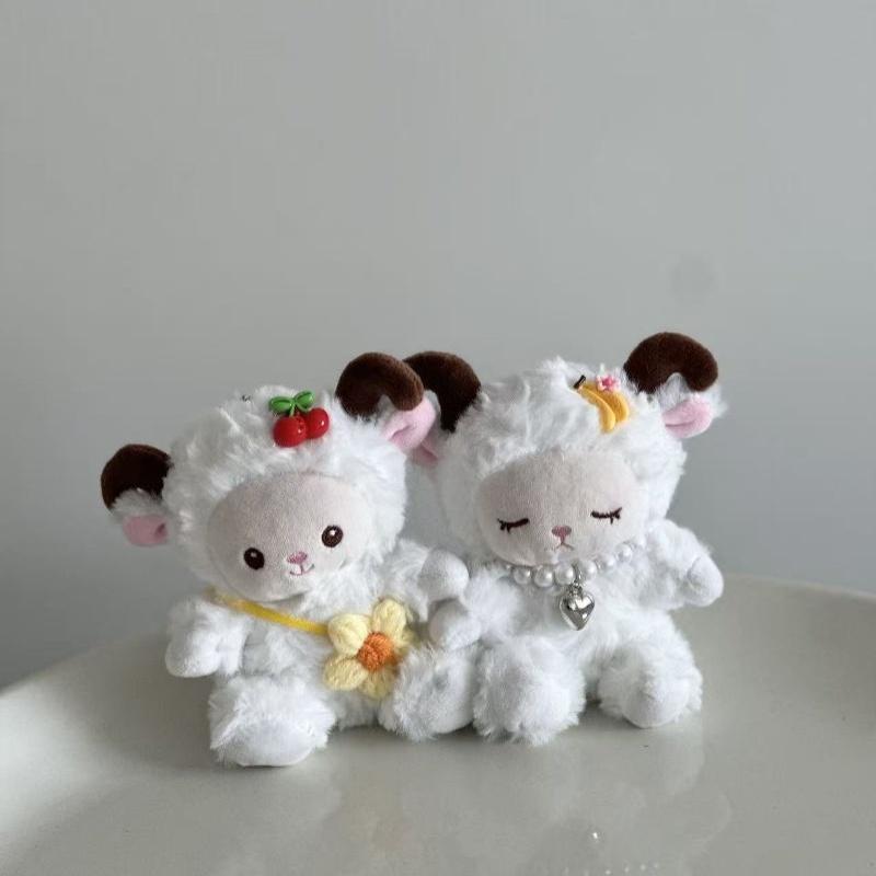 Pp Cotton Plush Keychain Fluffy Soft Cartoon Animal Design Sheep Doll Bag Charms Small Gifts