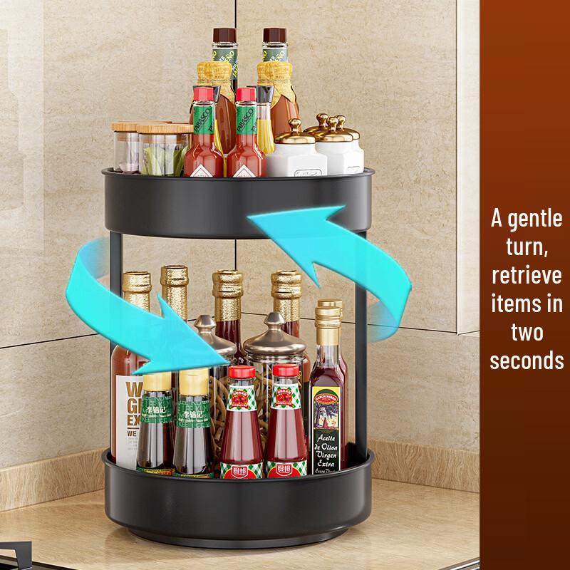 Large Double-Layer Rotating Kitchen Organizer