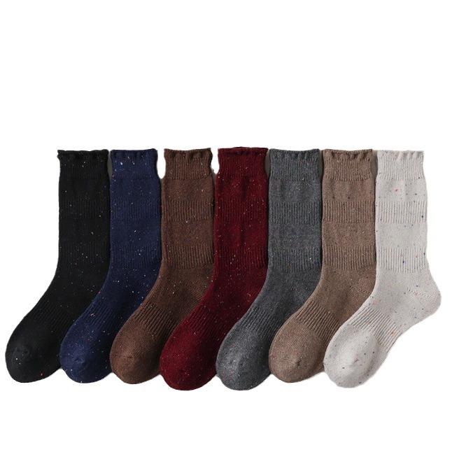 Color Dot Yarn Wool Socks Thickened Ankola Red Trend Retro Delicate Warm Women'S High Stack Socks