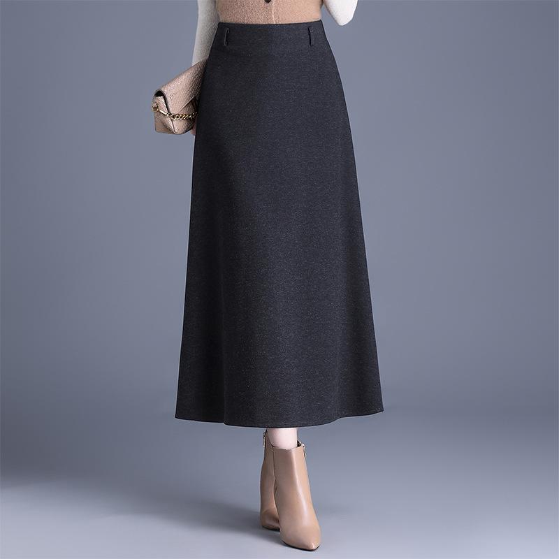 

Шерстяная юбка А-силуэта с высокой талией - Зимний стиль 2025, Прикрывает бедра, Стройнящая, Элегантный дизайн «Зонт» 3XL серый