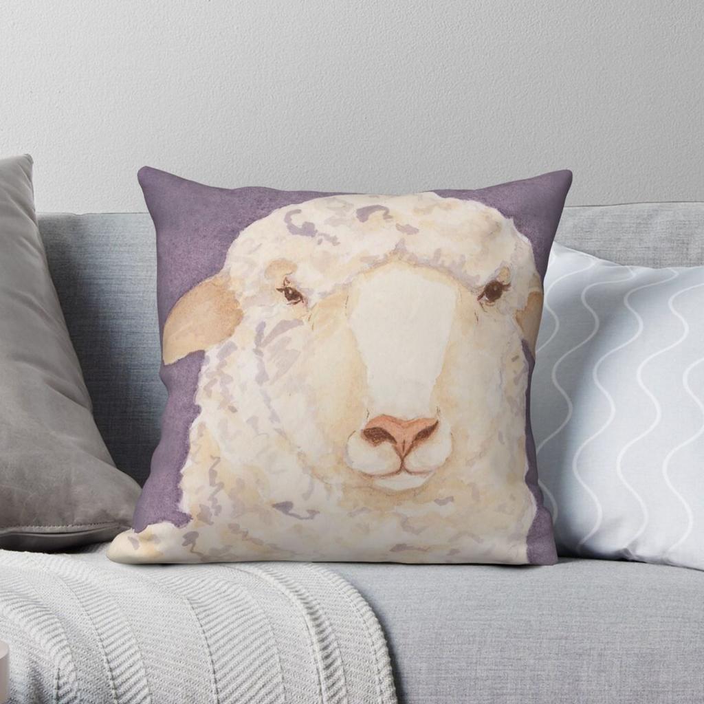 Rambouillet Sheep Pillowcase Polyester Linen Velvet Creative Zip Decor Bed Cushion Case 18