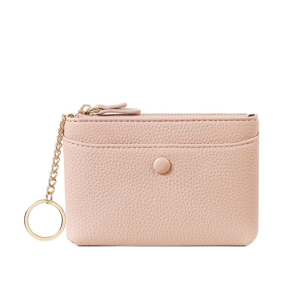 

Card Holder Mini Coin Purse Pure Color Short Wallet Small Litchi Pattern Wallet Student світло-рожевий колір