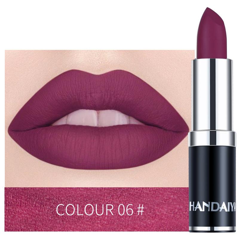 Handaiyan Sexy Nude Red Brown Purple Lipgloss Matte Lip Gloss Velvety Lipstick Matte Waterproof Makeup Long Lasting Cosmetic