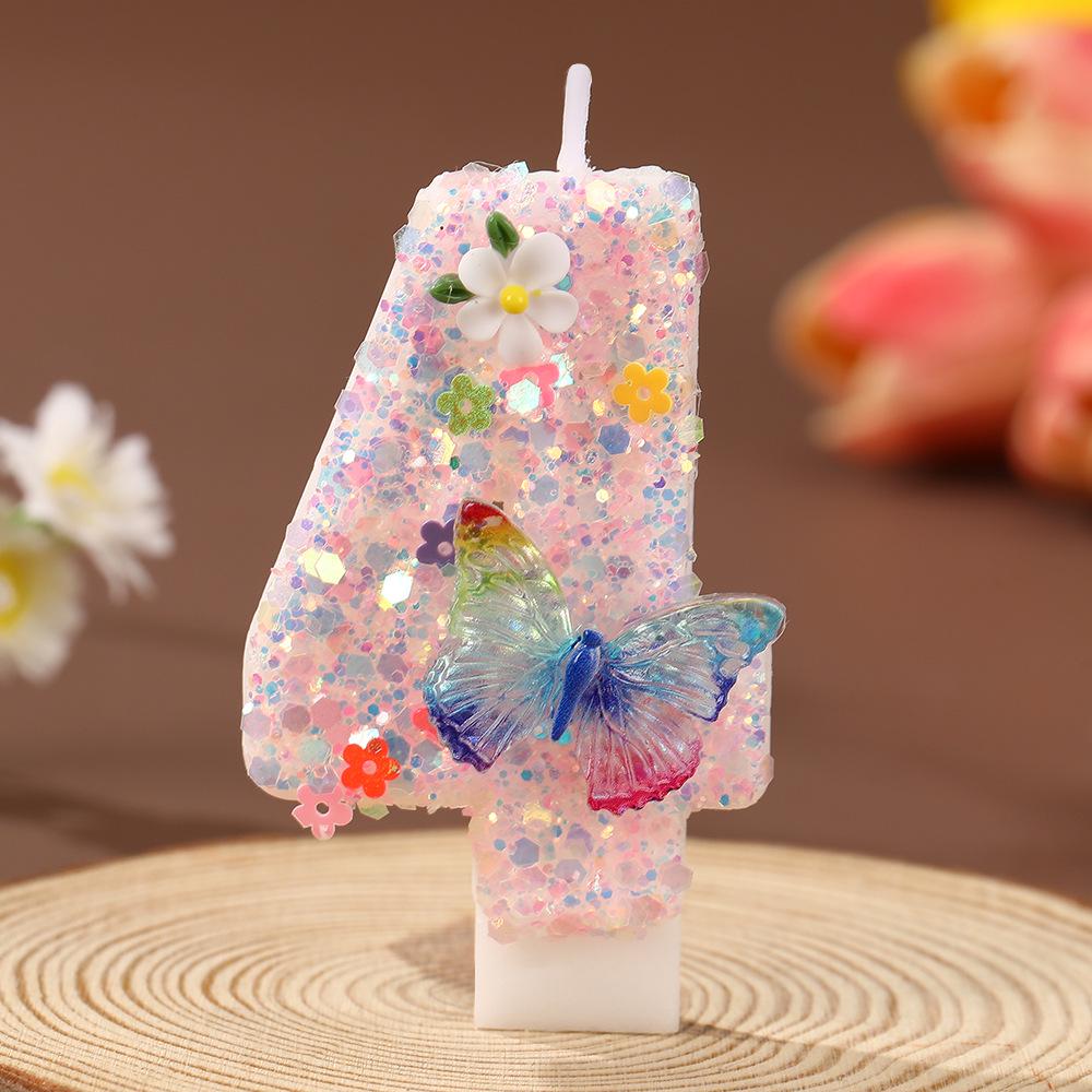 

Градиентно-розовые свечи-цифры в виде бабочек (0-9) для тортов на день рождения и украшений для вечеринок. Gradient Butterfly