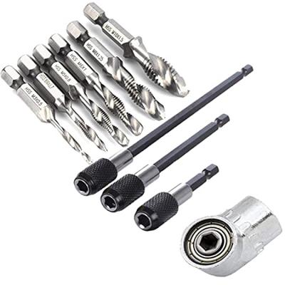 Super Oszczędzający Czas Luksusowy Zestaw 10 Wierteł do Gwintowania 6 Wierteł do Gwintowania Wiercenie Otworów Cięcie Gwintu 1 Sztuka 2 Role Wiertło Typu L Nasadka Wiertarska 105 Stopni