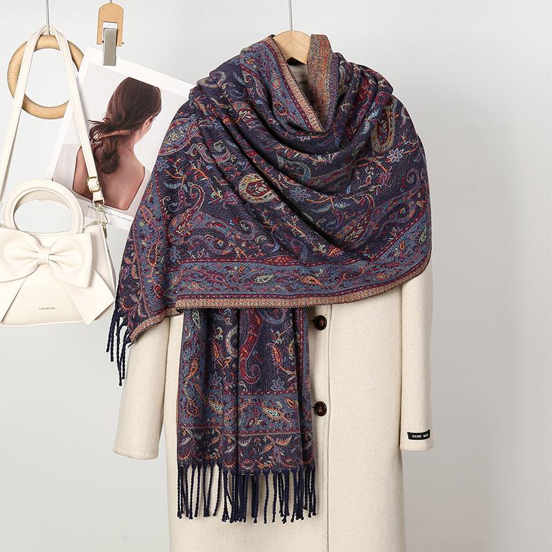 New Shawl Warm Winter Scarf Hijab Women Print Paisley Cashmere Pashmina Thick Wrap Head Neck Foulard Luxury  Blanket Echarpe