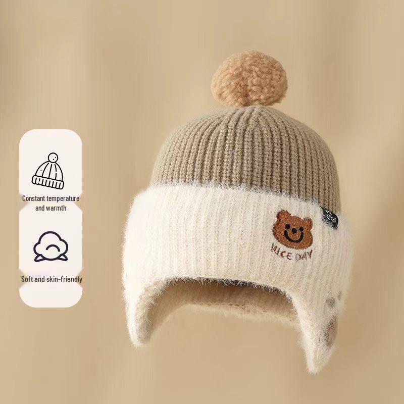 Children's Velvet Mink Fur Bear Hat - Cute Korean Style Autumn/Winter Ear Protection