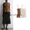Summer Women's Clothing Minimalist Cotton Standard Edition Ruched Camisole Tops 1283664 1297558