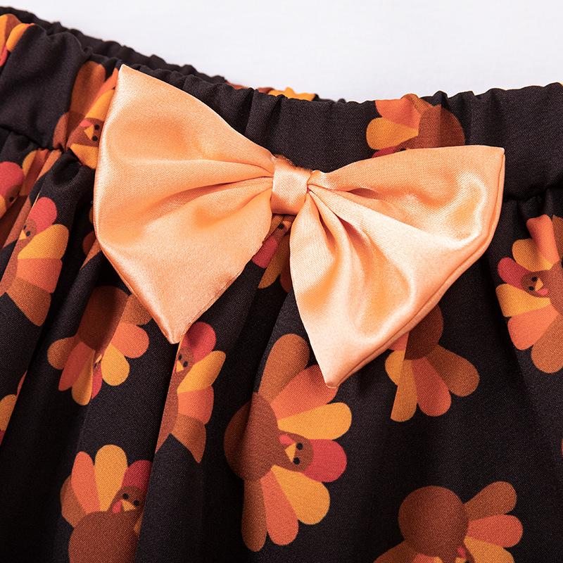 Baby Girl Thanksgiving Outfits Long Sleeve Turkey Romper Tutu Skirt Newborn Infant Baby Clothes Set