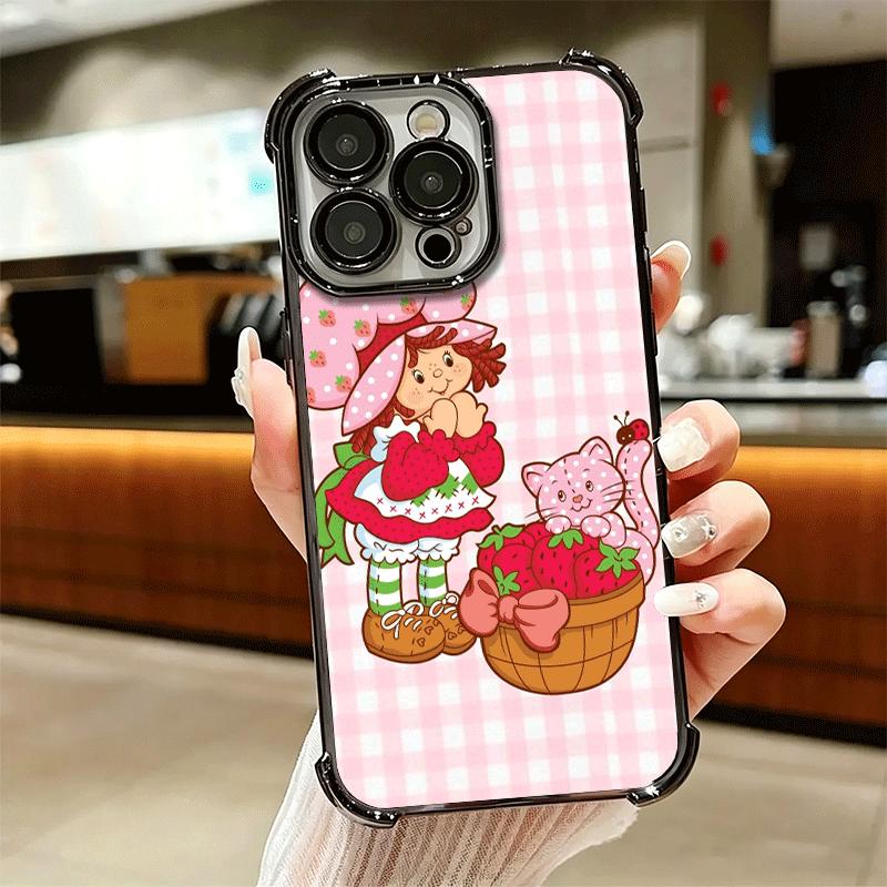 Strawberry Sh-SHortcake Soft Phone Case For iPhone 15 16 17 Air 14 Pro Max 16E Plus 13 12 Mini Plating Anti-Fall Fundas