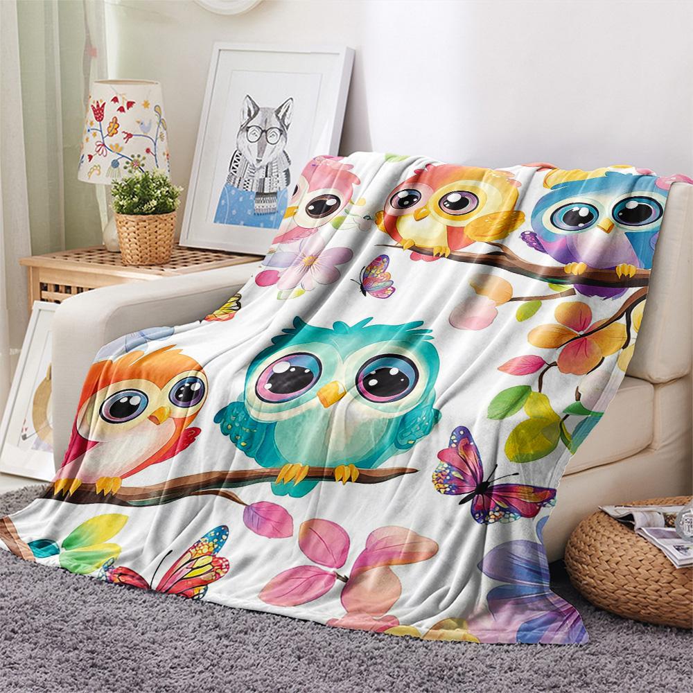 Flanelová deka s potiskem soviček, Vysoce kvalitní, Pohodlná pro všechna roční období, Domácí dekorace, Teplo a pohodlí, Perfektní jako vánoční dárky
