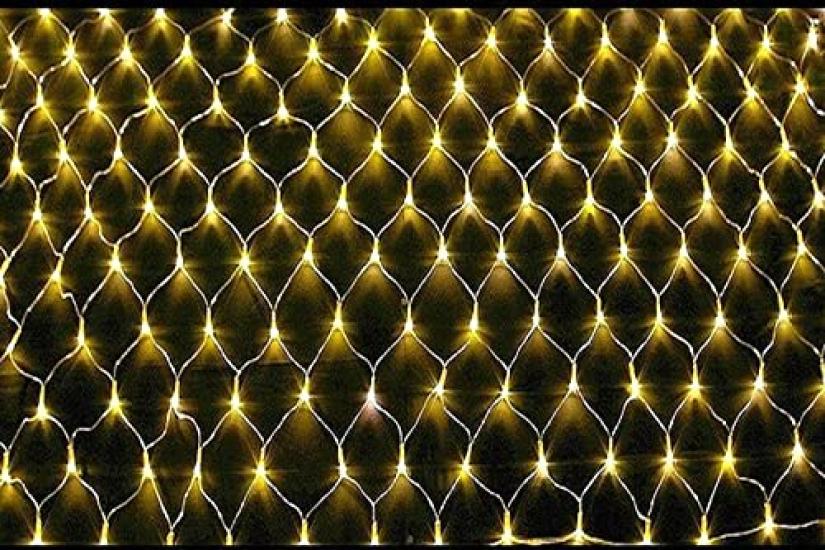 Outdoor LED Waterproof and Net 2m X 176 Warm White [Commercial-Grade, Heavy-Duty] Illumination, Rainproof, Light, 1m, Bulbs, (Gold)