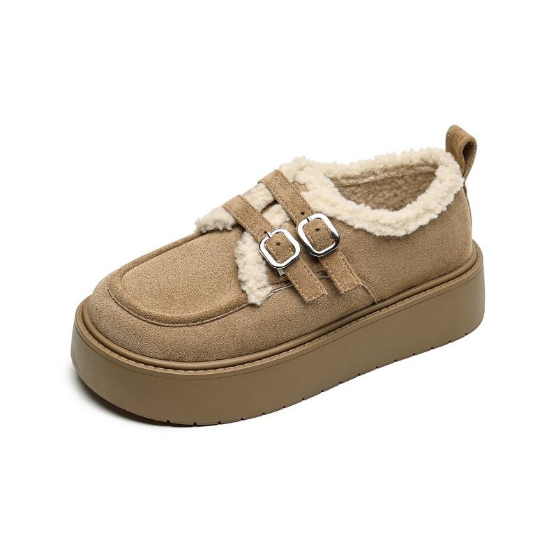 

Warm Winter Shoes Women Loafers Cotton Shoes Thick Sole 4.5cm Non-slip Fashion Brand Ladies Winter Shoes Soft Plus Size 42 42 хакі
