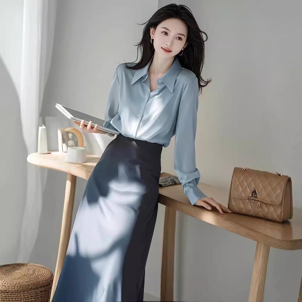 

Синий Женский Рабочий Костюм-Двойка в Стиле Хай-Колд для Ранней Осени XL