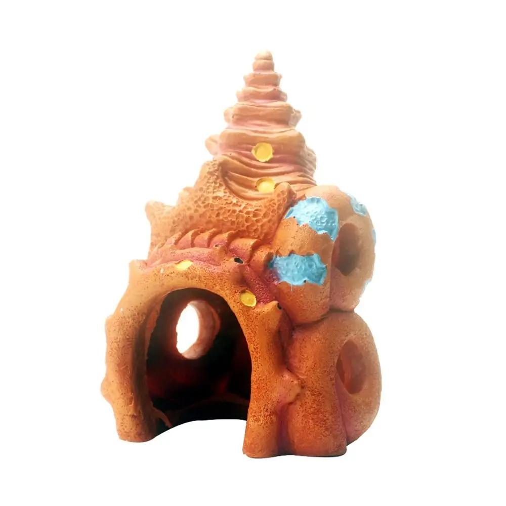 Resin Fish Tank Decor Figures Simulation Mushroom Conch House Fish Shrimp Hiding Cave Shelter Aquarium Landscaping Decor Accesso