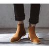 Placck Herren Chelsea Boots aus echtem Leder, Kleid Wildleder, Seiteneinsatz, Casual, Englischer Stil, Übergröße, Gelb, 27.5cm