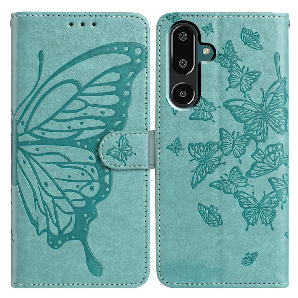 For Samsung Galaxy M16 5G/F16 5G Case Butterfly Imprinted Wallet Stand PU Leather Flip Phone Cover with Strap