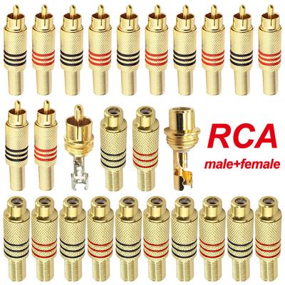 4Pcs Gold RCA Plug Socket Audio Speakers Male Female Plug RCA Connector for Audio Video Cable Adapter Connectors