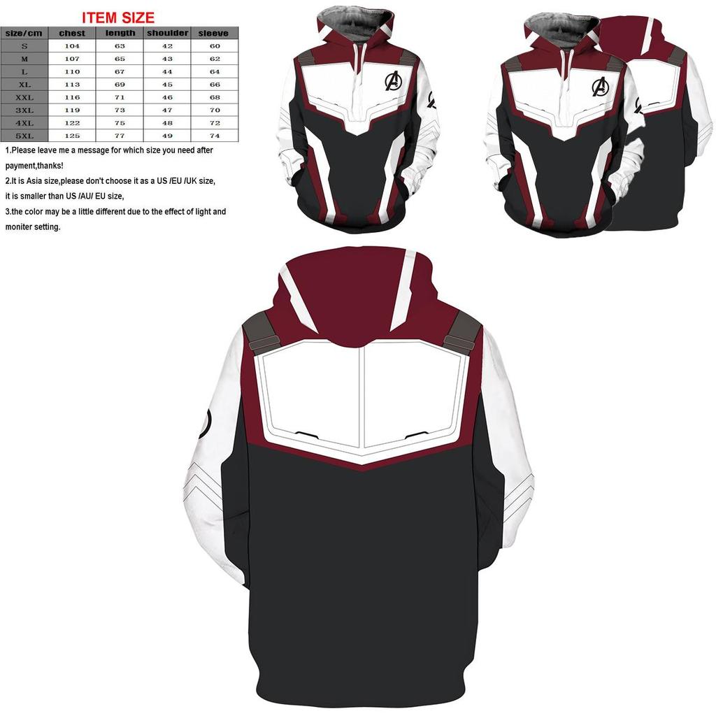 4 Avengers The Endgame Superhero 3d Hoodie Sweatshirt Cosplay Coat Tops Jacket