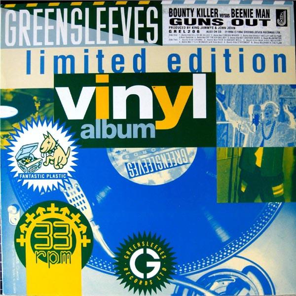 LP Record BOUNTY KILLER, BEENIE MAN - Guns Out GREL206 Greensleeves Re 1994 UK Reggae, Ska & Dub Used
