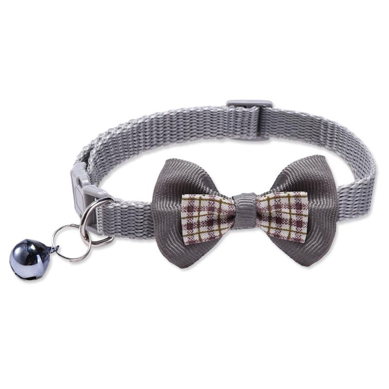Cute Plaid Bow Tie Pet Collar Adjustable Polyester Dog Cat Necklace Bell Charm Colorful Checkered Design Winter/Spring Summer