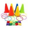 Plastic Rings Rainbow Ice Cream Toss Game Cone Target Throwing Speed Interactive Toy Rainbow Tower Carnival Game Sensory Play