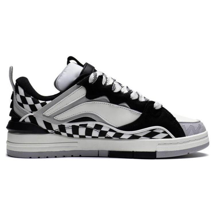 New LiNing Wave Golden Anti Slip Wear Resistant Low Top Skateboard Shoes Men's Black White AECS073-8
