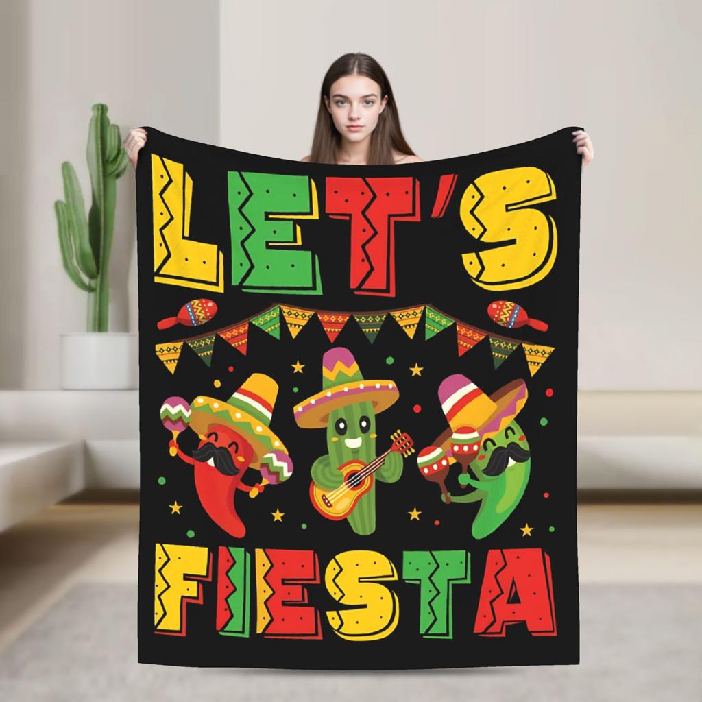 Let's Shift Party Fiesta Blanket Mexican Amigo Cinco De Mayo Warm Plush Bedding Throws For Child Bed Flannel Bedspread Bed Cover