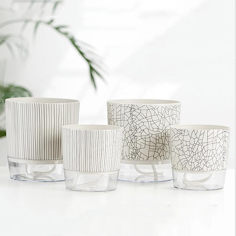 Transparent Self-Watering Plants Pot With Water Container Flower Pot Green Plants Succulent Planter For Garden Home Bonsai Decor