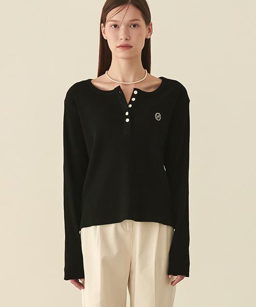 RONRON Henryneck Long Sleeve Black