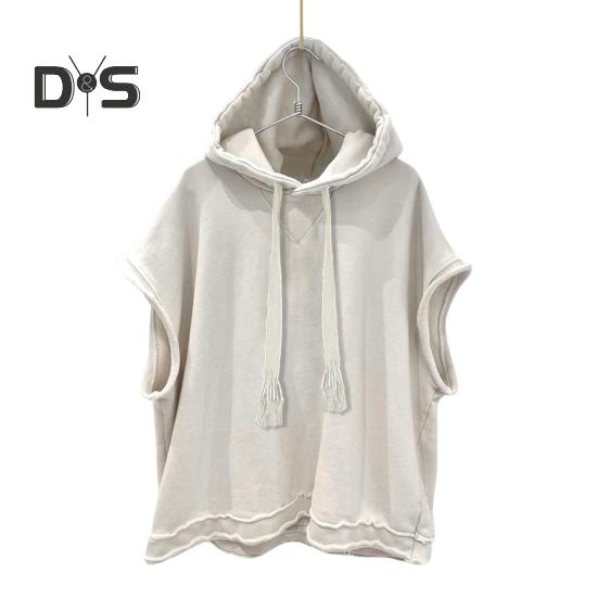 

Летняя мужская футболка с капюшоном на шнурке, свободная однотонная загнутая кромка в стиле хип-хоп, уличная одежда, повседневный пуловер без рукавов, майка, спортивная толстовка L белый