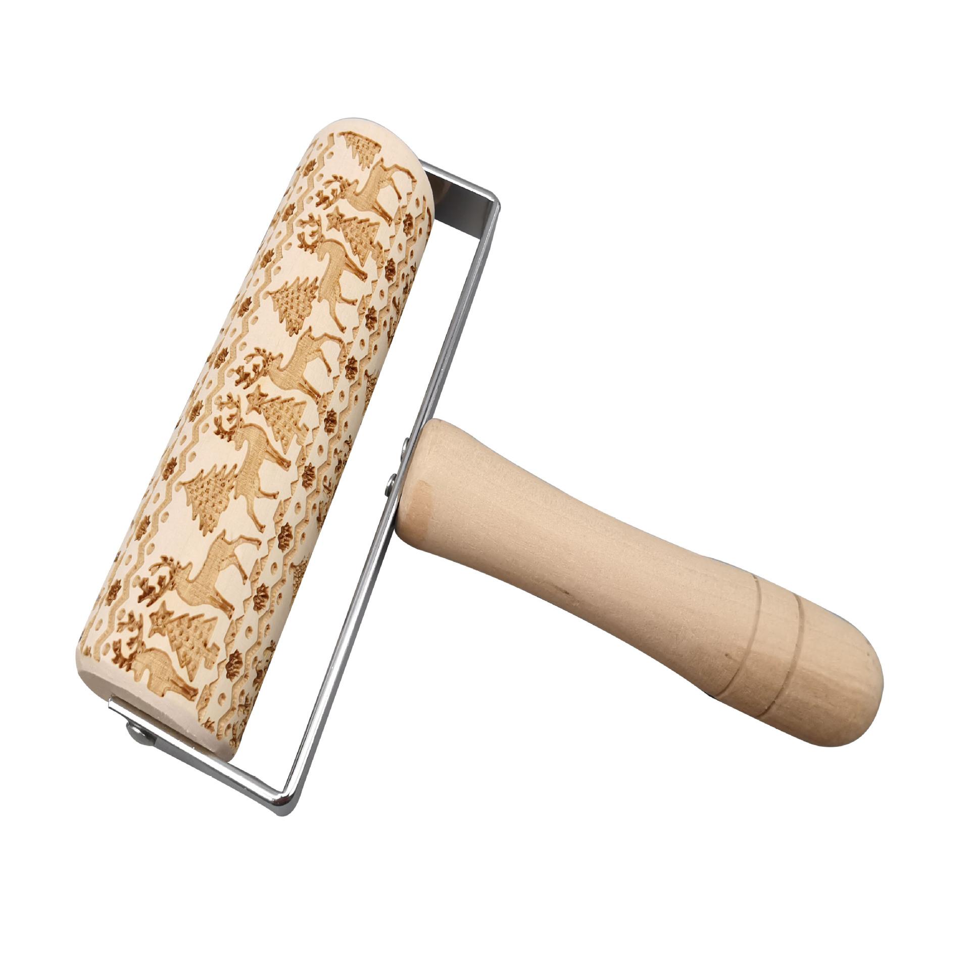 

Рождественская скалка, печать, прокаточное печенье, лазерная гравировка, скалка, форма для рождественского печенья Elk