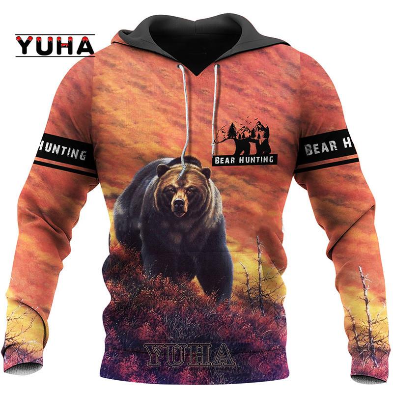 Толстовка с капюшоном Bear Hunting 3D Print Hoodies/Sweetshirt для мужчин и женщин — фото 6