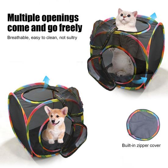Cat Cube Tent Outdoor Pet Play Mesh Cubic Folding Pop Open Cat Playpen Ventilated Pet Playhouse for Puppy Kitten Bunny