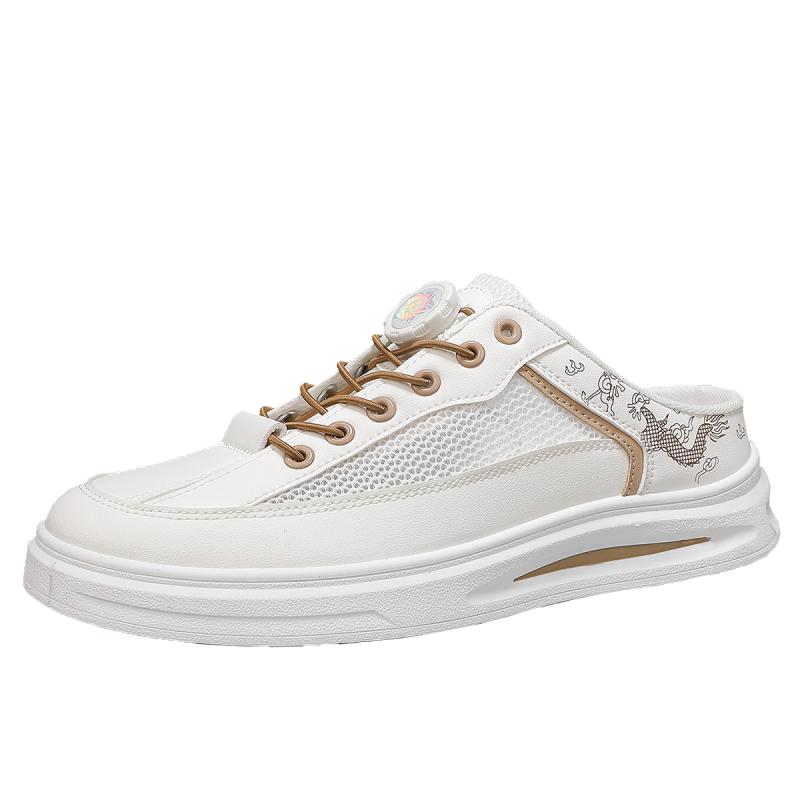 

Летняя дышащая сетчатая обувь мужская слипоны повседневная обувь 2025 новая белая обувь трендовая универсальная на толстой подошве спортивная и для отдыха 39