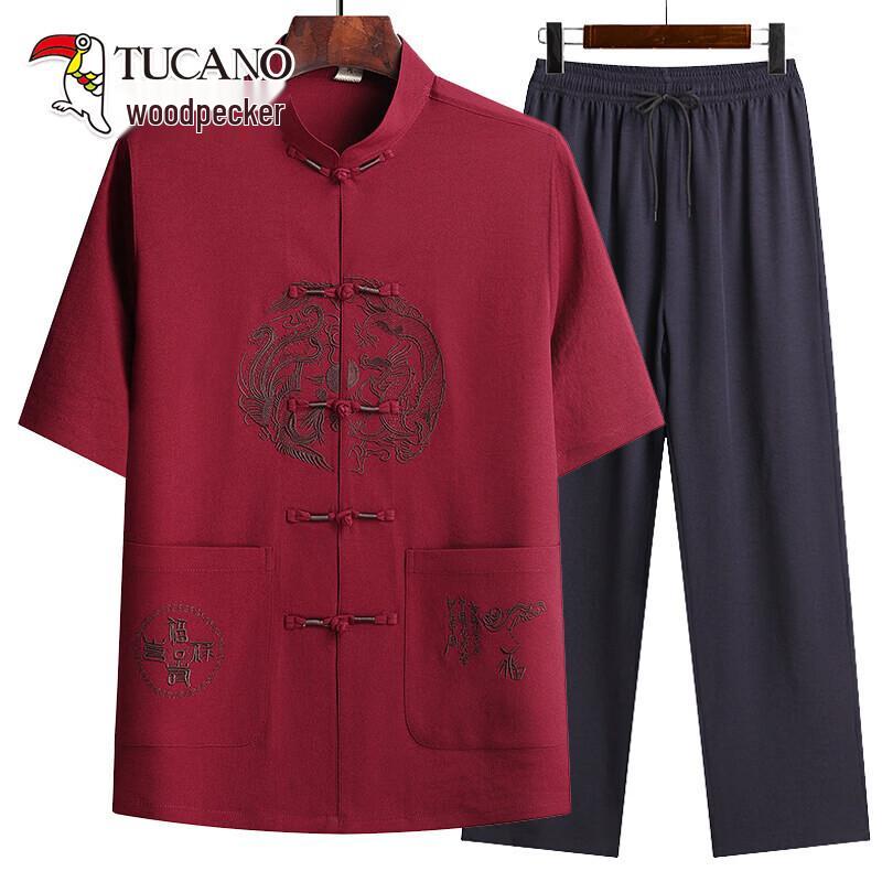 TUCANO Men s Summer Chinese Style Short-Sleeve Tang Suit Set 41/175