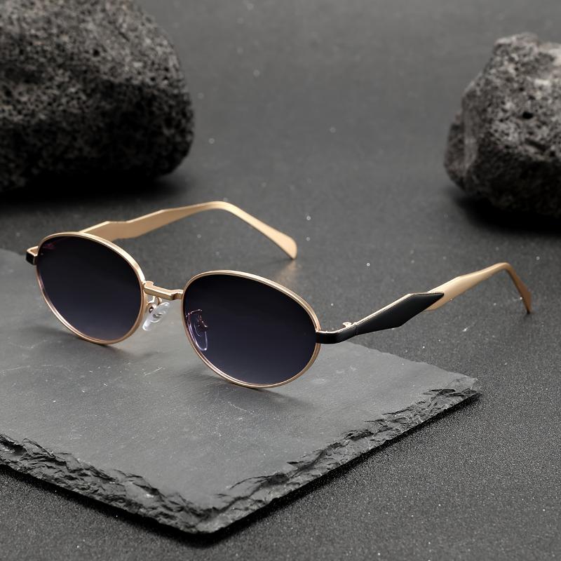 1pc Unisex irregular glasses, metallic frame & PC lenses, for daily, shopping, Independence Day & New Year. серый